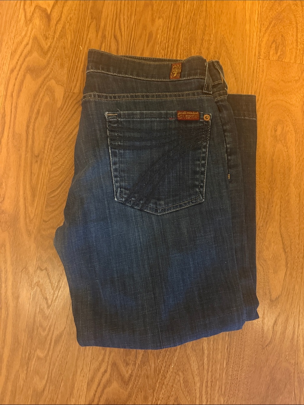 7 For All Mankind Dark Indigo Ankle Crop Jeans